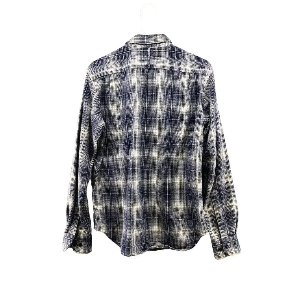 Banana‎ Republic Twill Long Sleeve Shirt Mens S Blue Plaid Camden Utility Work